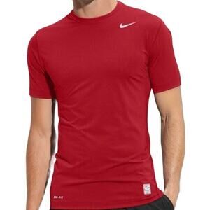 Nike Pro Combat Dri-FIT T-Shirt Fitted Short Sleeve Crew Neck Quick Dry Red L